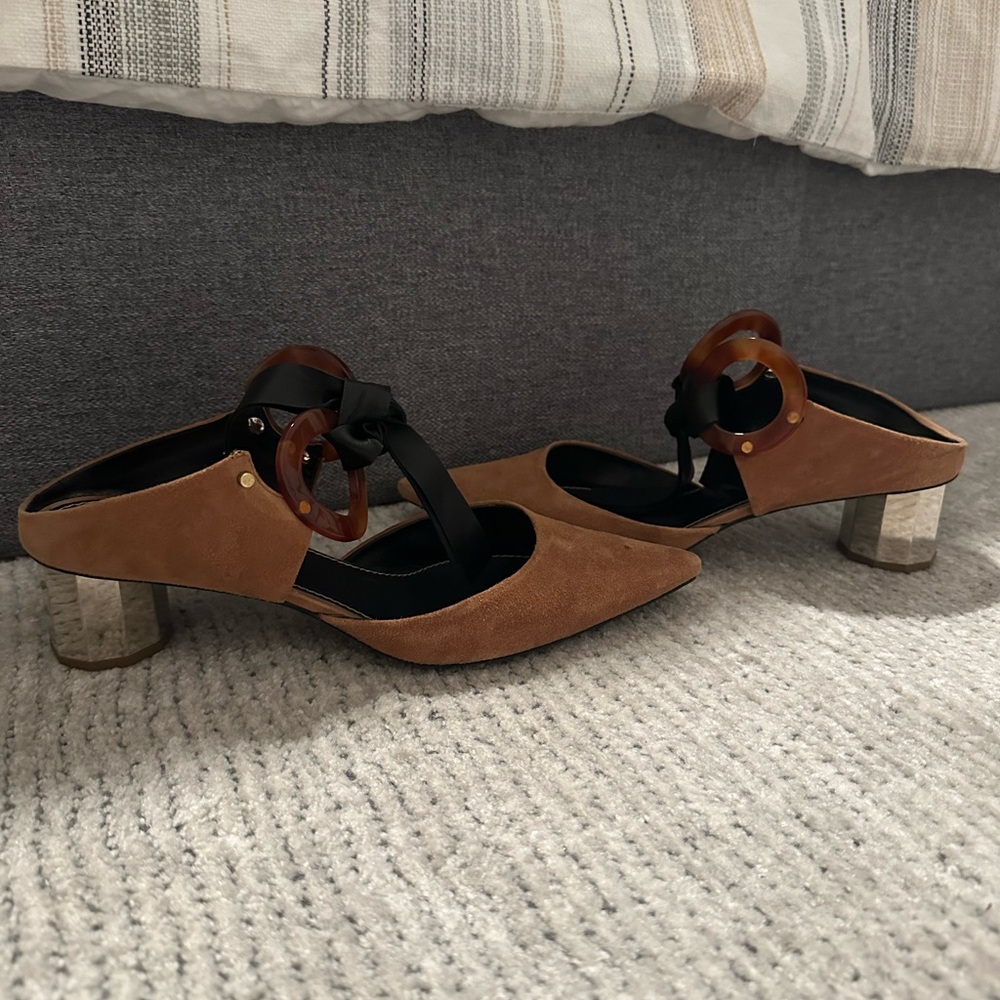 Proenza Schouler Women's Tortoise Suede Block Heel Mules